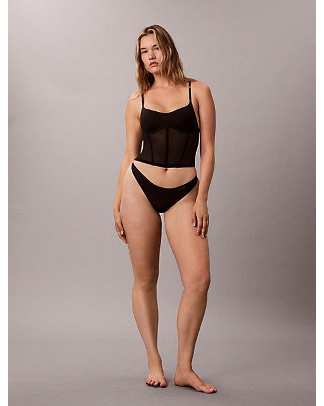 Calvin Klein Black Shapewear Bustier Top Minimalist Mesh Shapewear