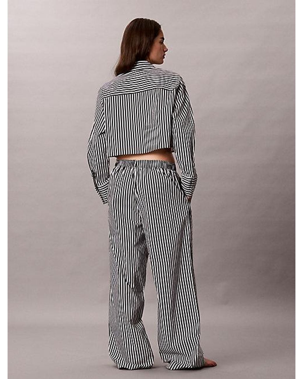 Calvin Klein Gray Cropped Pyjama Top Icon Cotton Poplin