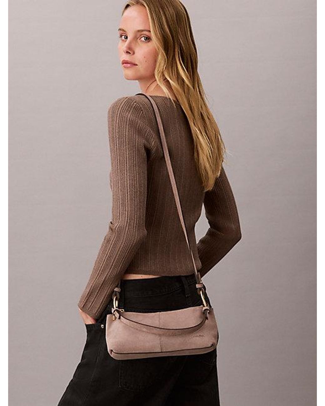 Calvin Klein Multicolor Small Soft Suede Shoulder Bag