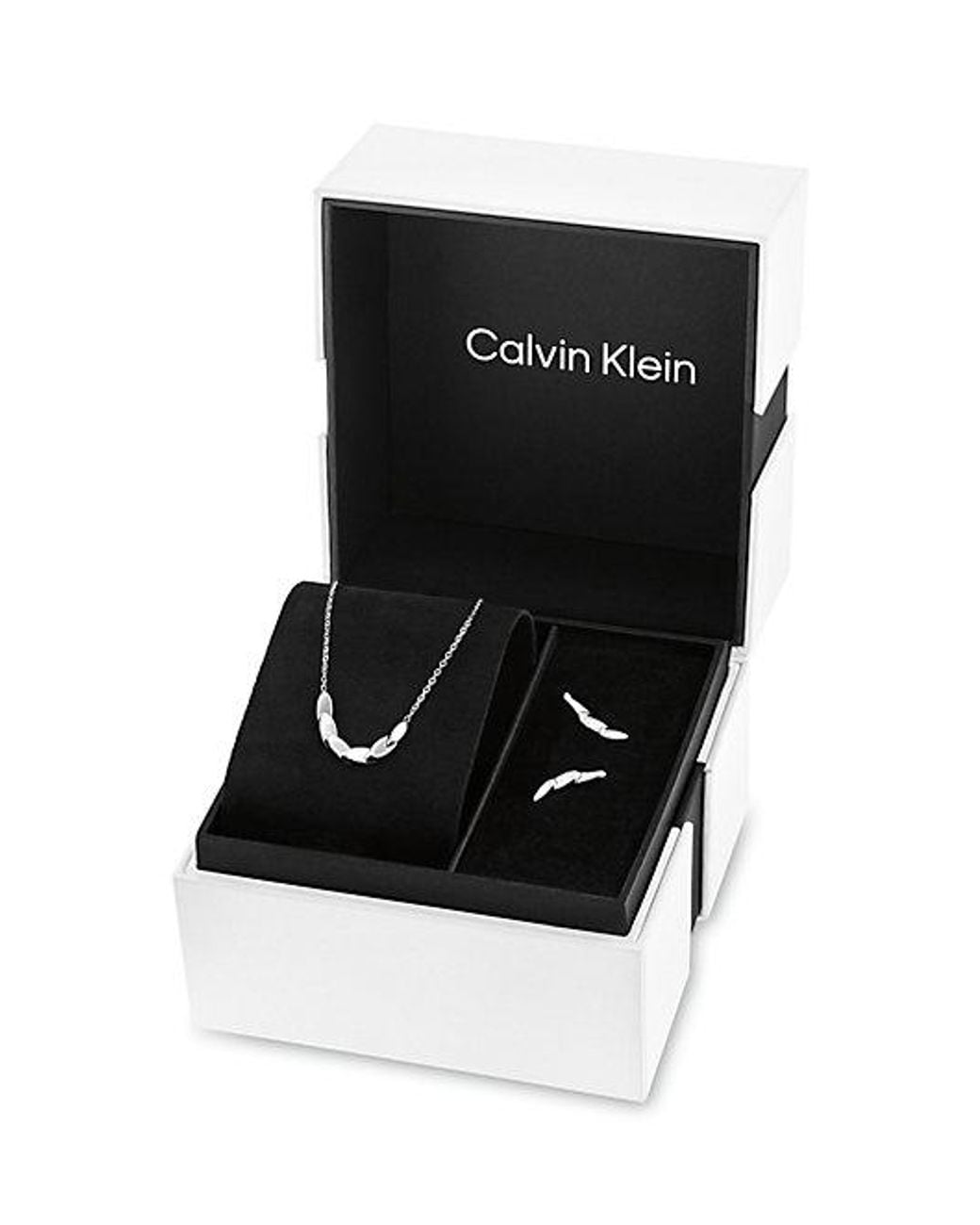 Calvin Klein Black Jeans Stainless Steel Necklace And Earrings Gift Set
