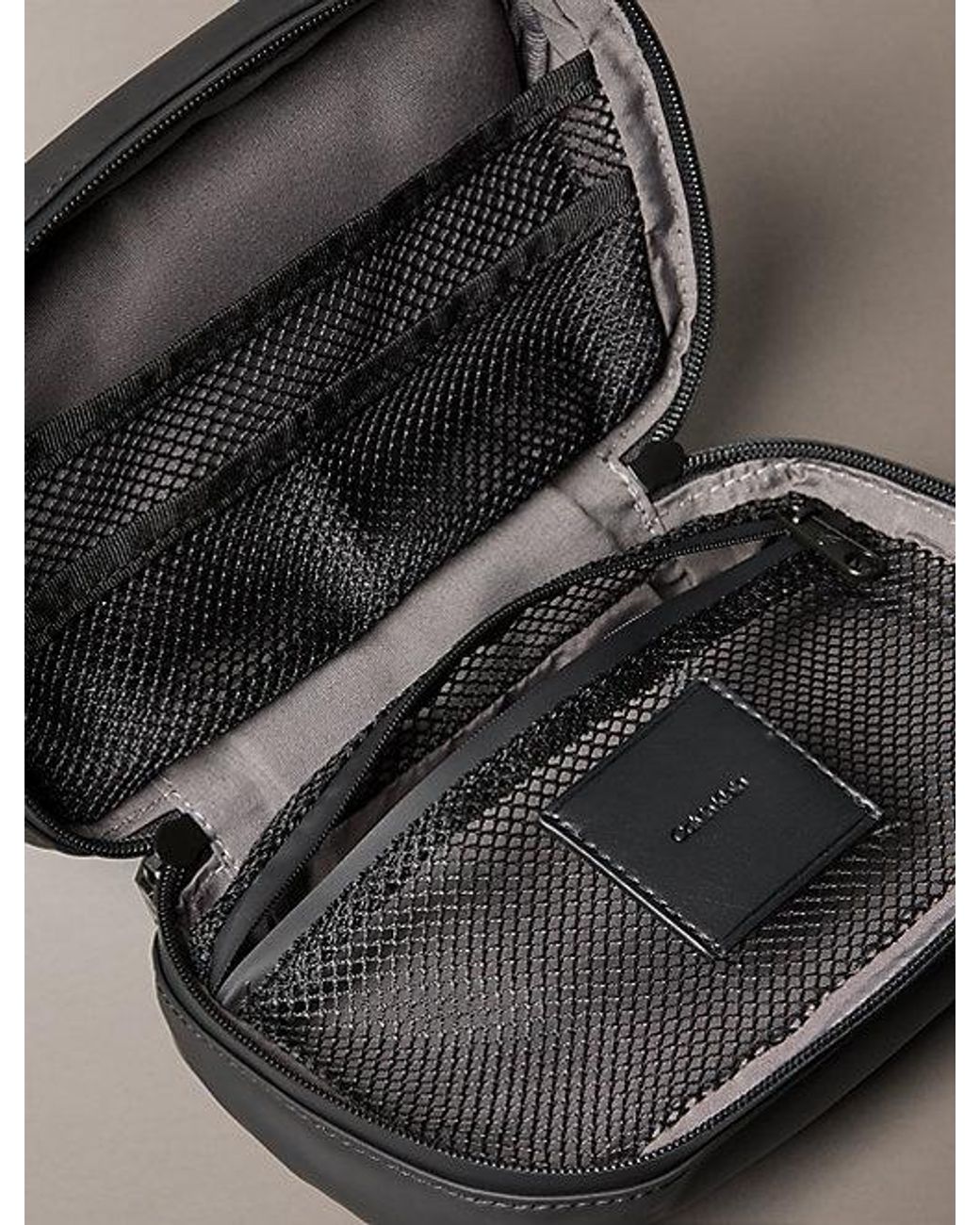 Calvin Klein Gray Puffer Utility Hanger Wash Bag for men