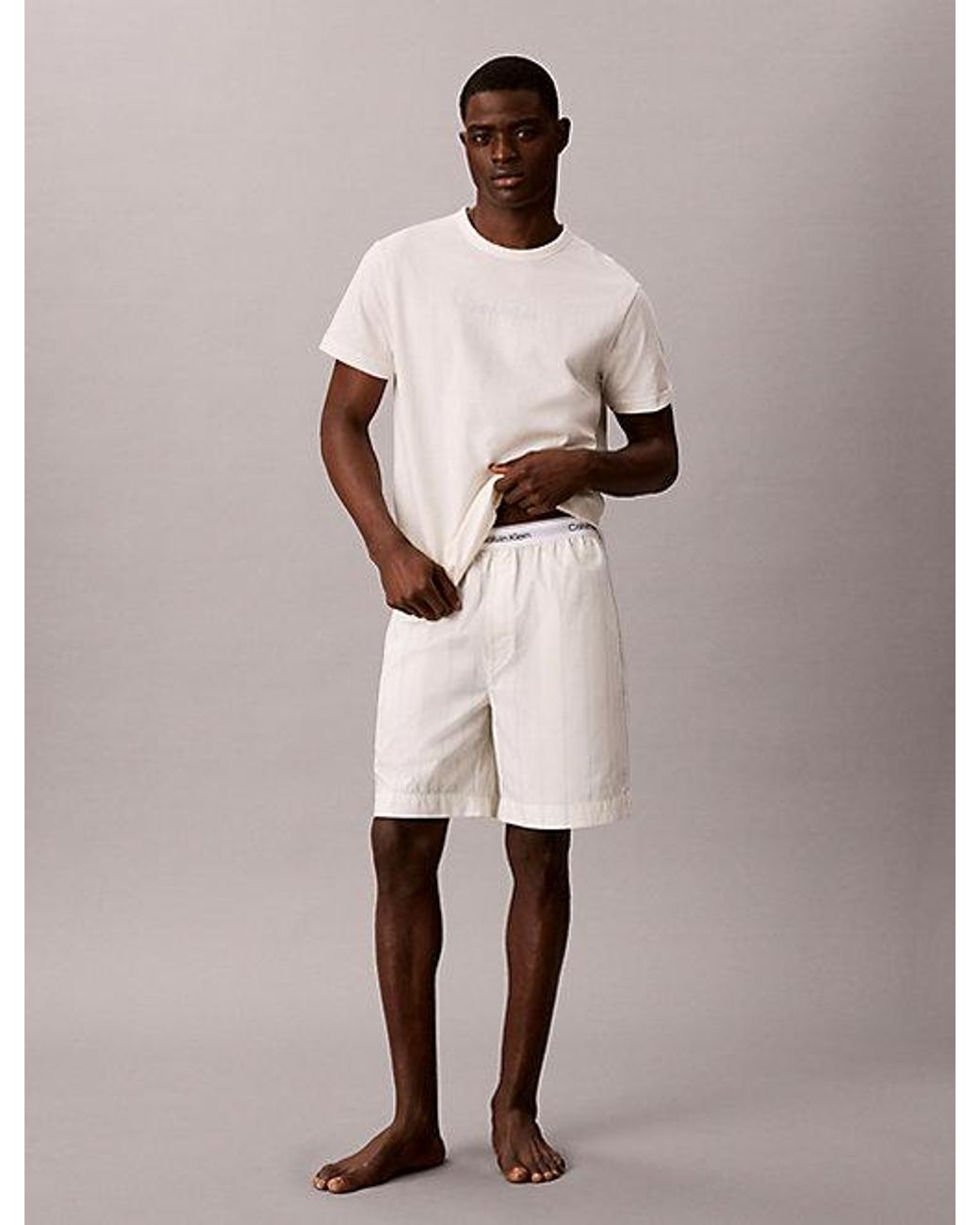 Calvin Klein Natural Shorts Pyjama Set Heritage Cotton Poplin for men