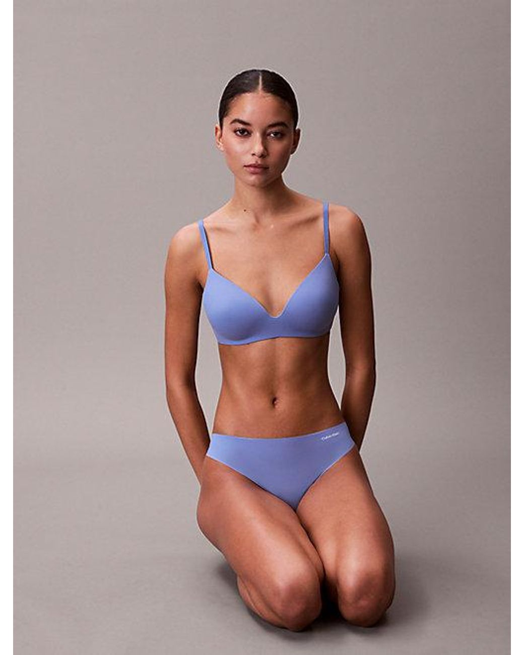 Calvin Klein Blue Thong Invisibles Microfibre Stretch