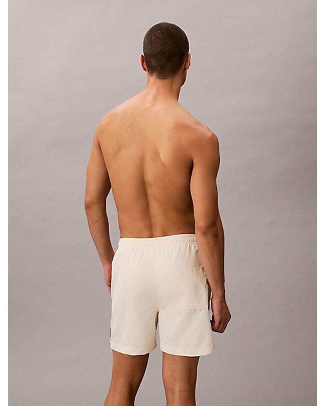 Calvin Klein White Medium Drawstring Swim Shorts Ck Icon for men