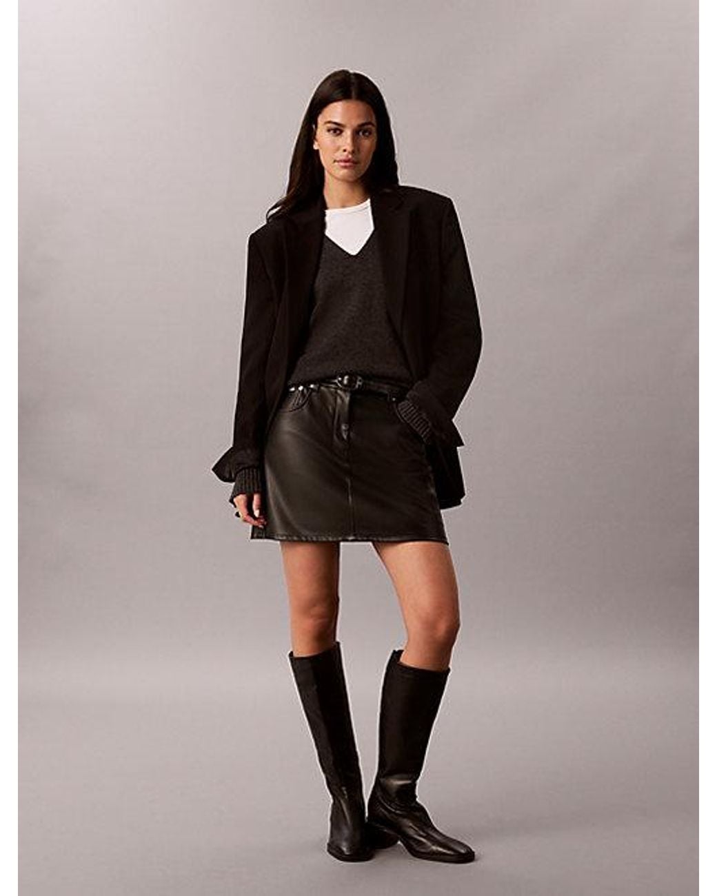 Calvin Klein Brown Jeans Faux Leather Mini Skirt