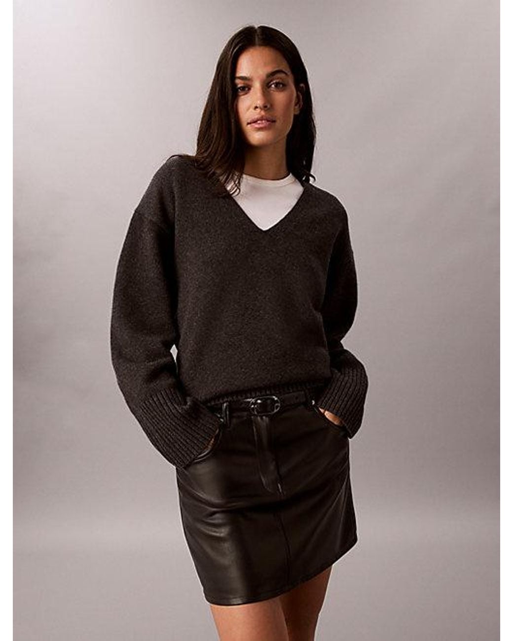 Calvin Klein Brown Jeans Faux Leather Mini Skirt