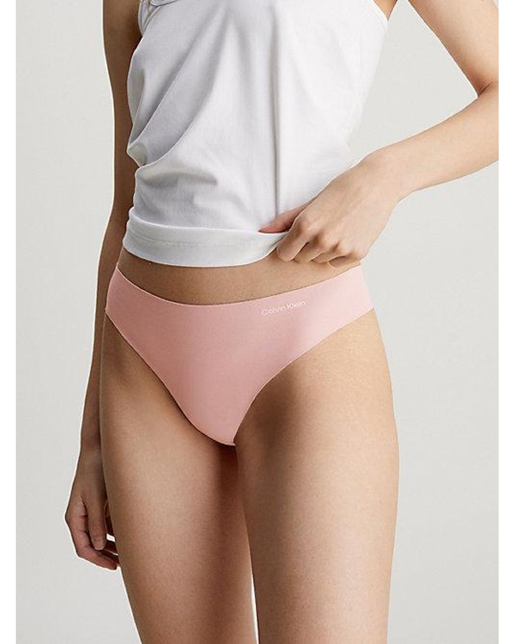 Calvin Klein Pink Thong Invisibles Cotton