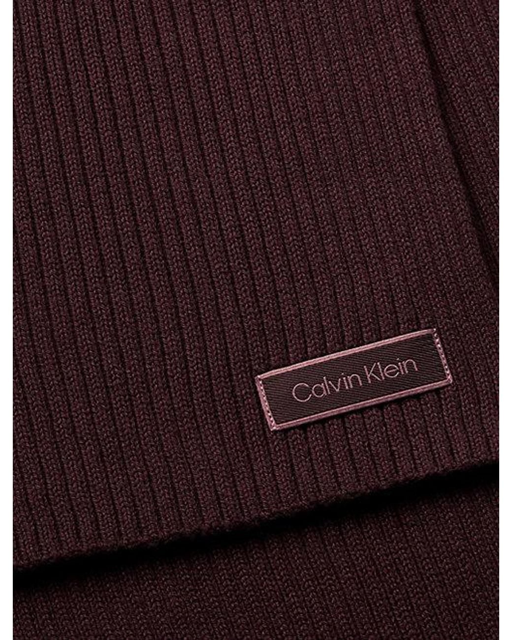 Calvin Klein Purple Logo Patch Rib Scarf
