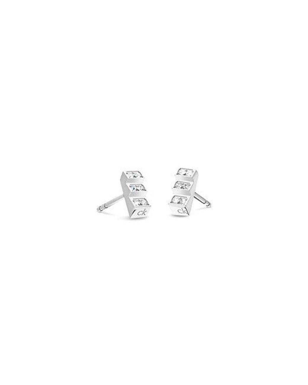 Calvin Klein White Jeans 2 Pair Crystal Stud Earring Set