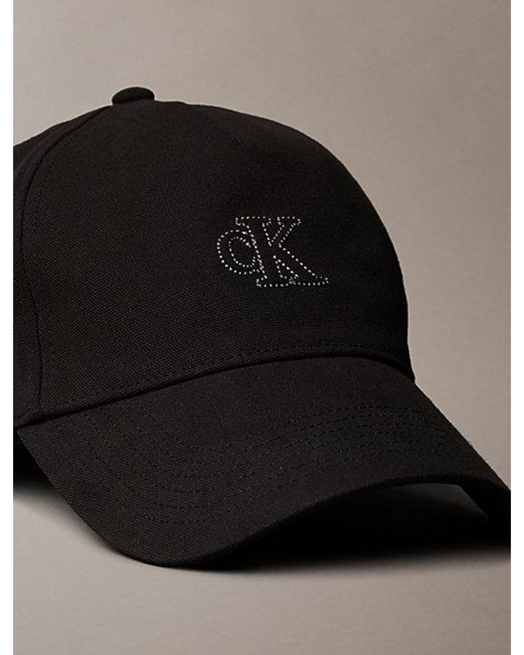 Calvin Klein Black Cotton Canvas Monogram Baseball Cap