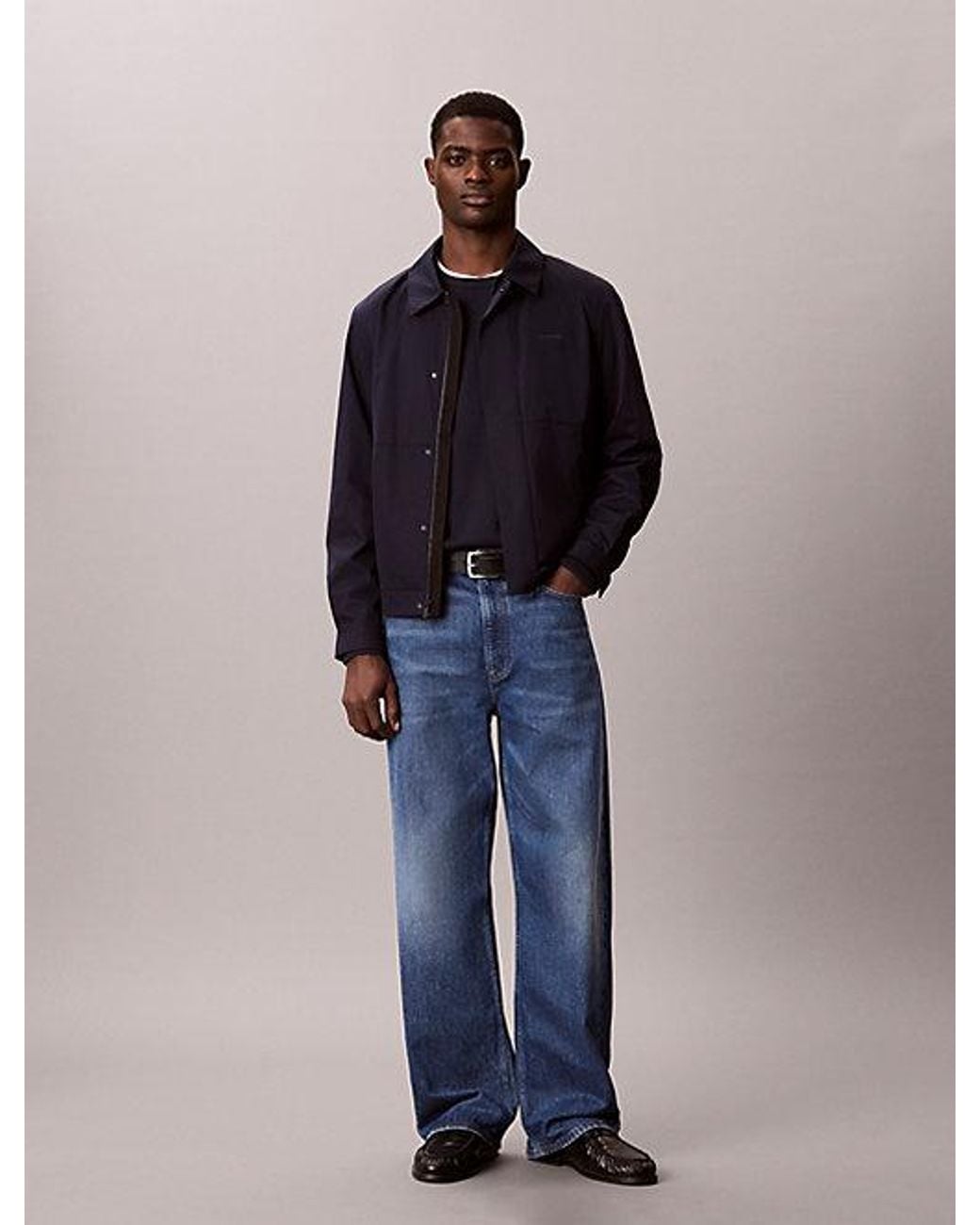 Calvin Klein Blue Matte Twill Zip Up Blouson Jacket for men