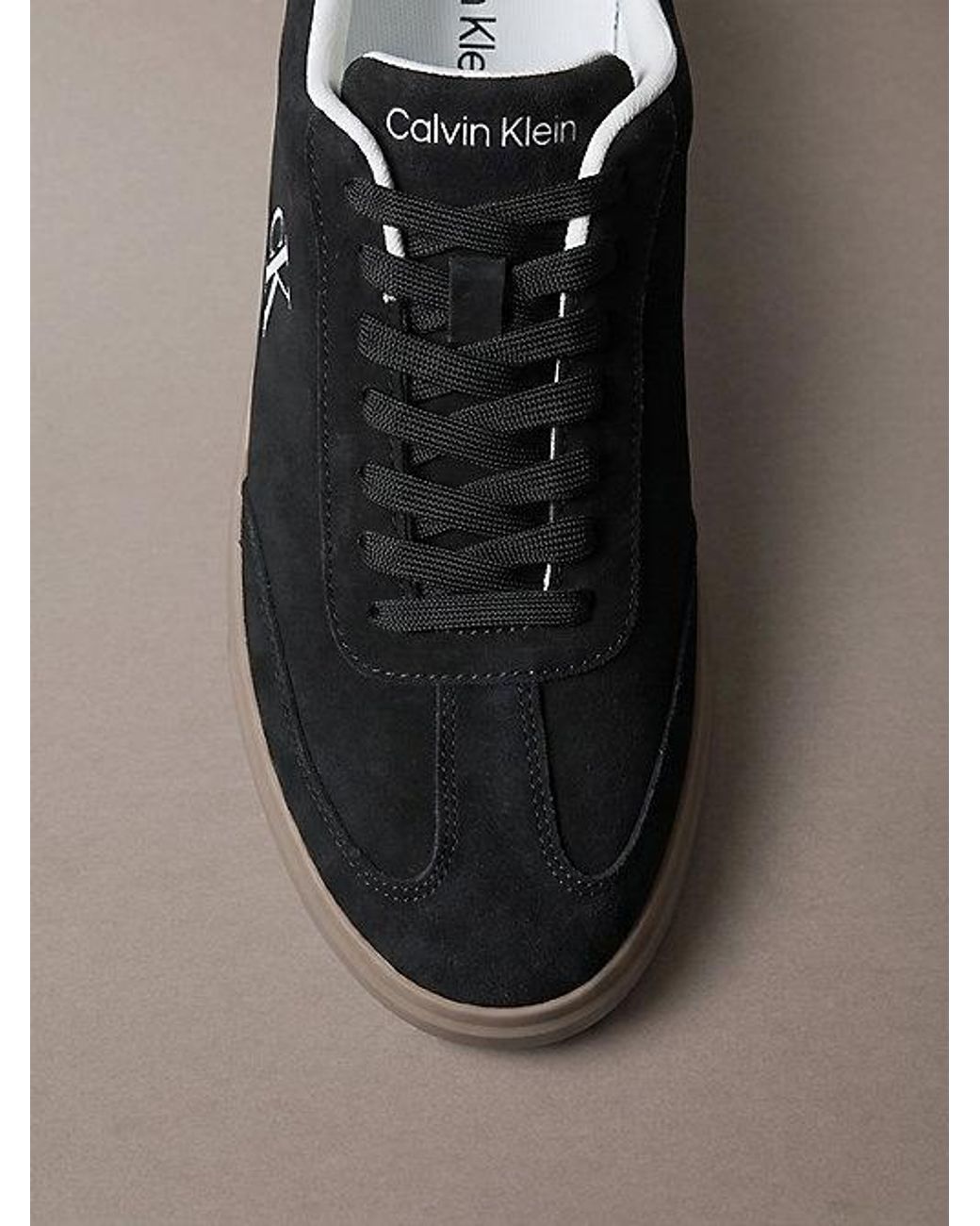 Calvin Klein Brown Suede Signature Logo Trainers for men