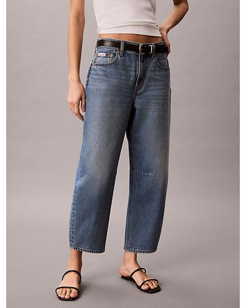 Calvin Klein Blue Jeans Cropped Barrel Jeans