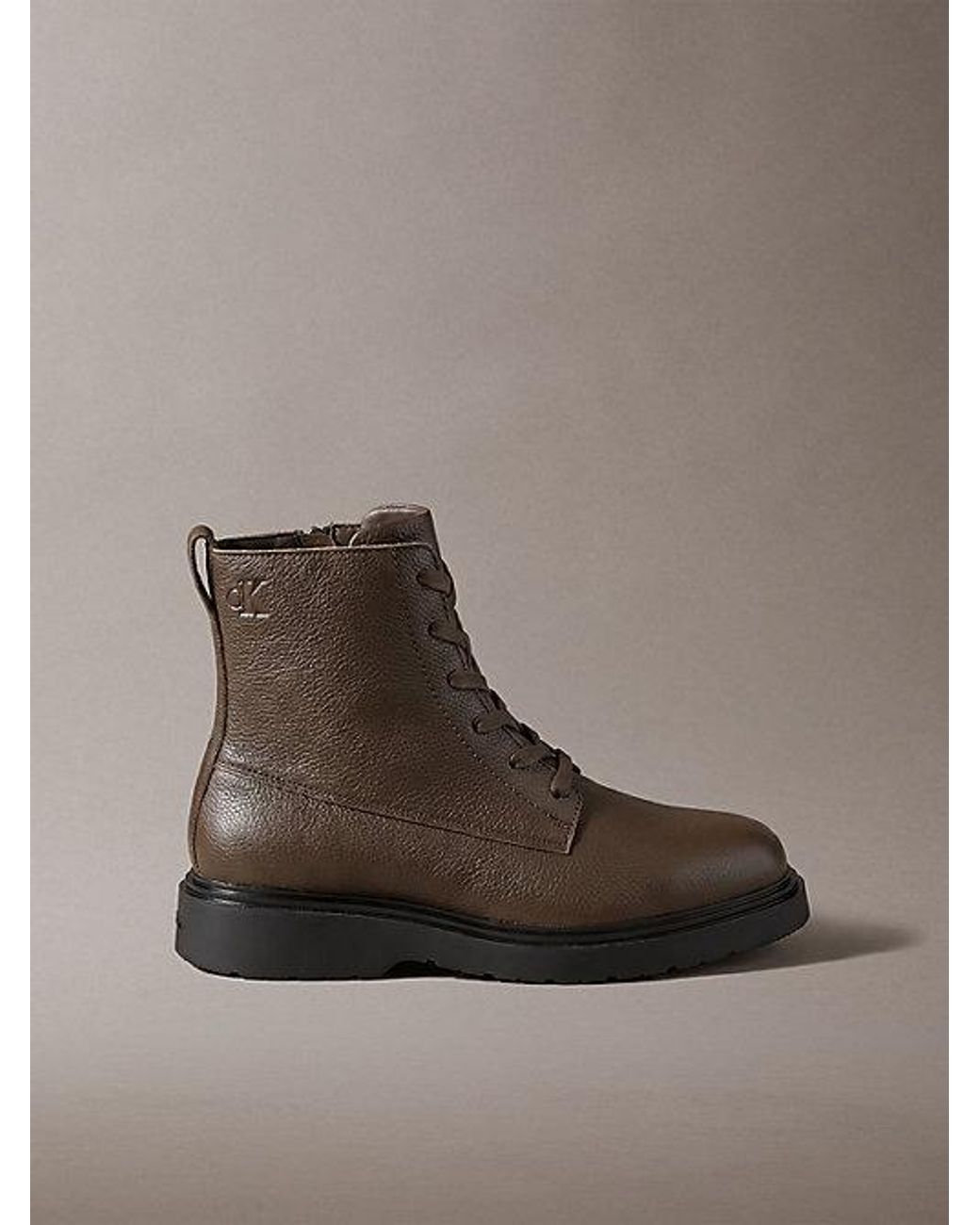 Calvin Klein Brown Jeans Leather Zip Lace Up Boots for men
