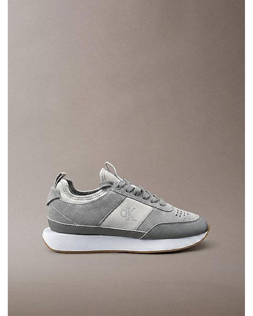 Calvin Klein Metallic Suede Signature Logo Runner Trainers