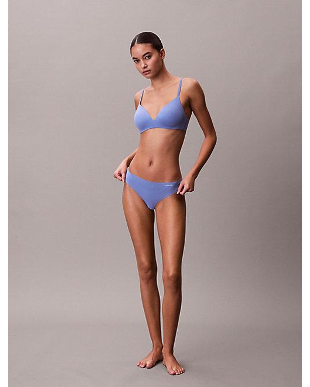 Calvin Klein Blue Thong Invisibles Microfibre Stretch