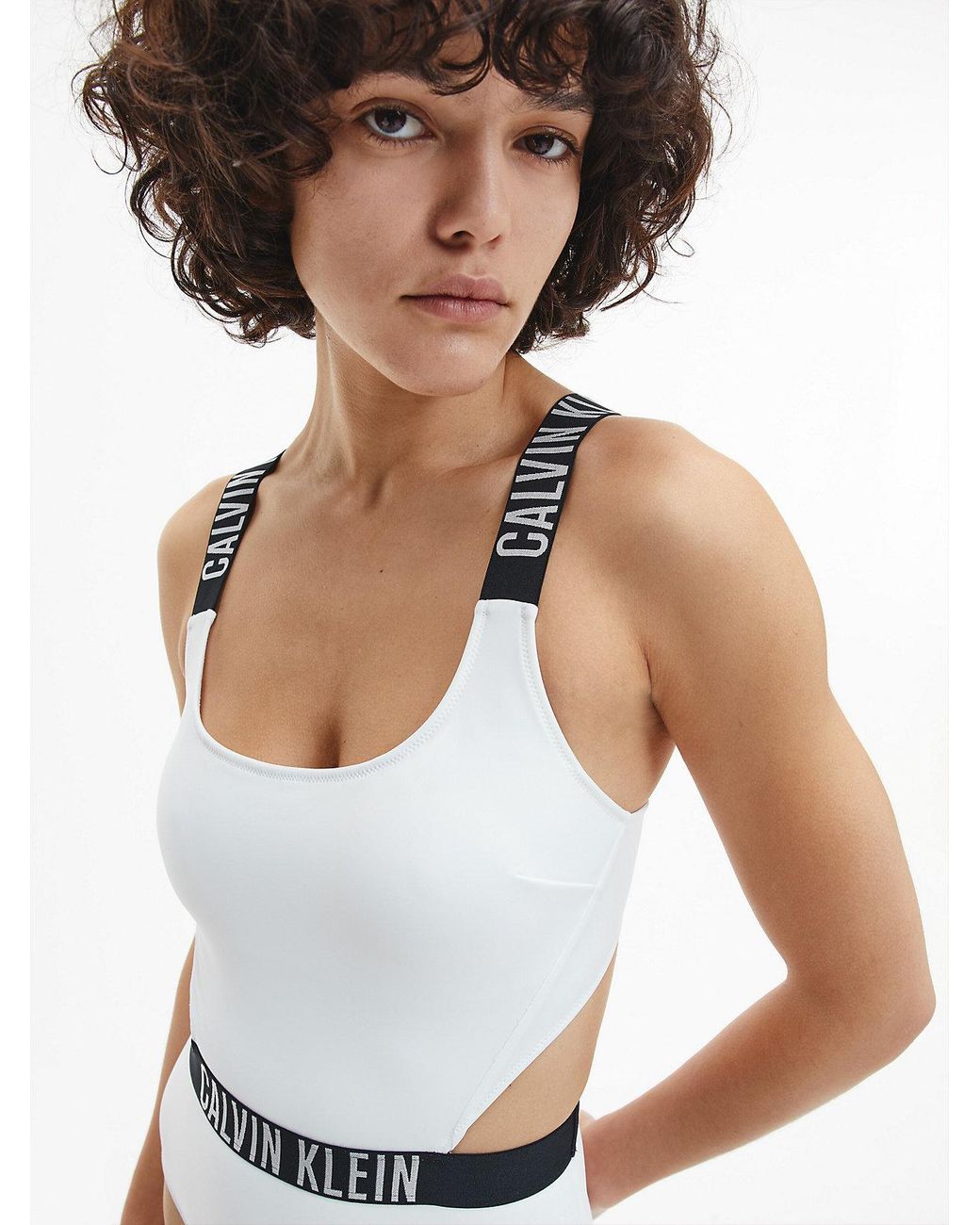 Calvin Klein Cut Out Swimsuit - Intense Power in White