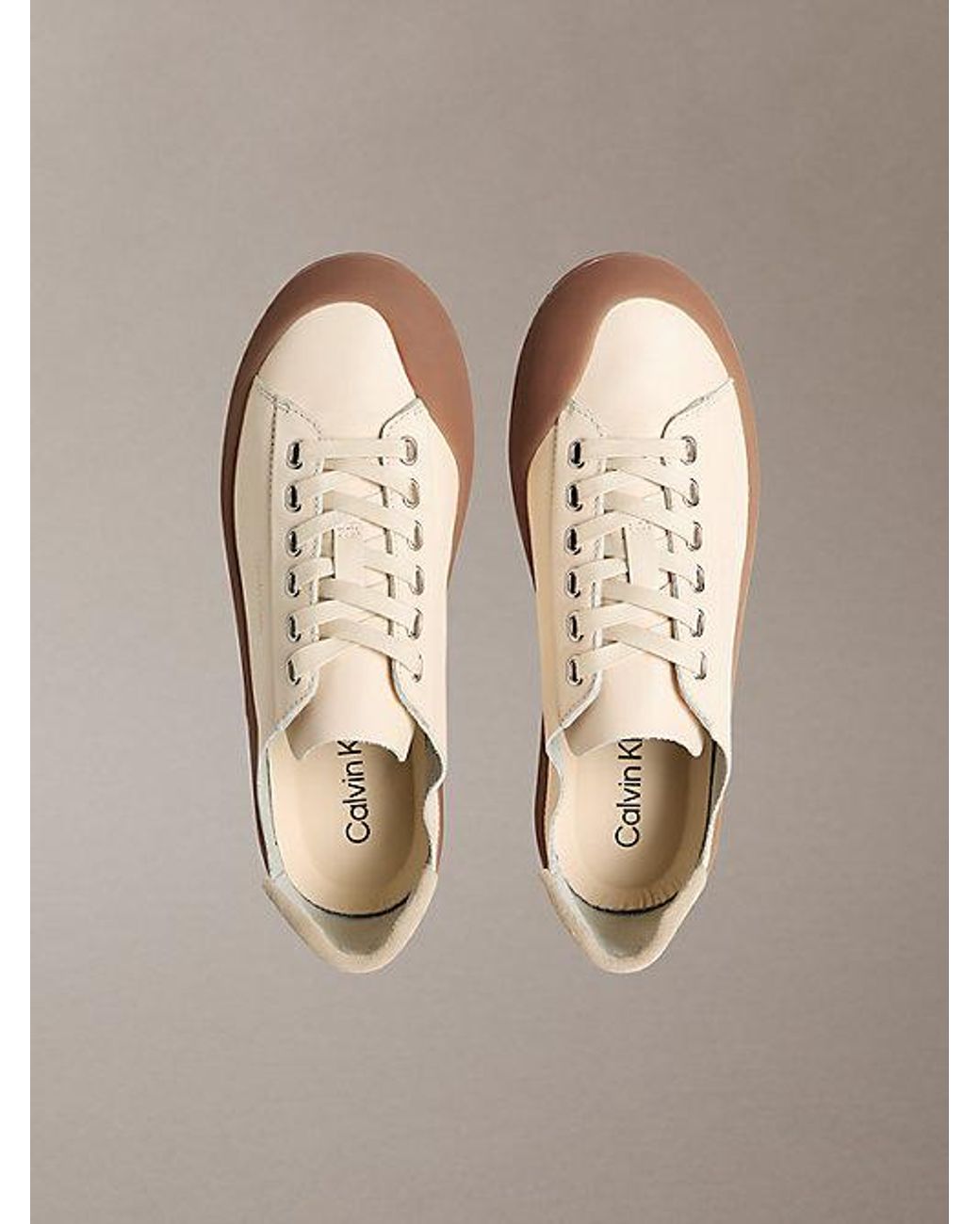 Calvin Klein Brown Smooth Leather Hybrid Trainers