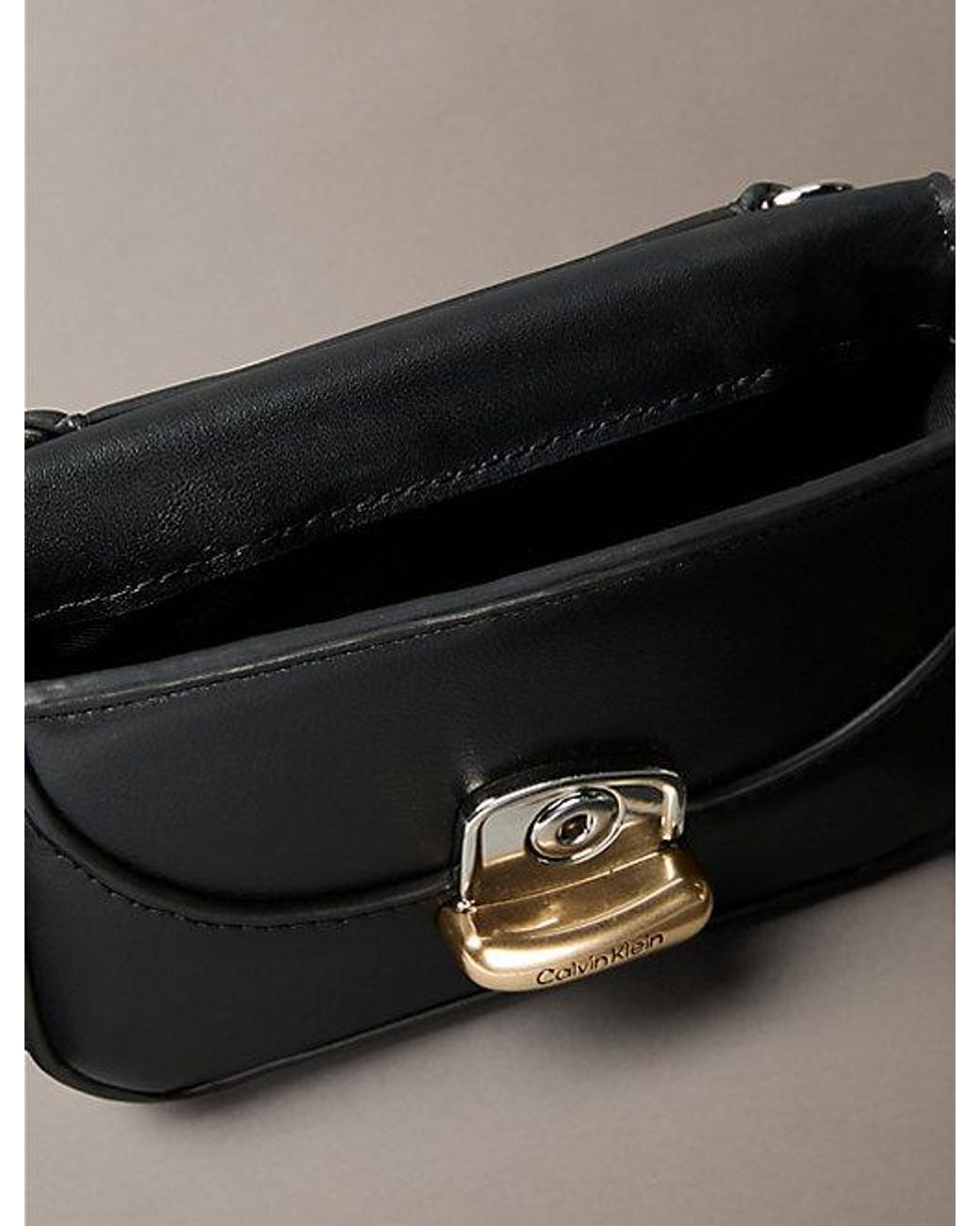 Calvin Klein Black Mini Leather Sculptural Wallet Bag