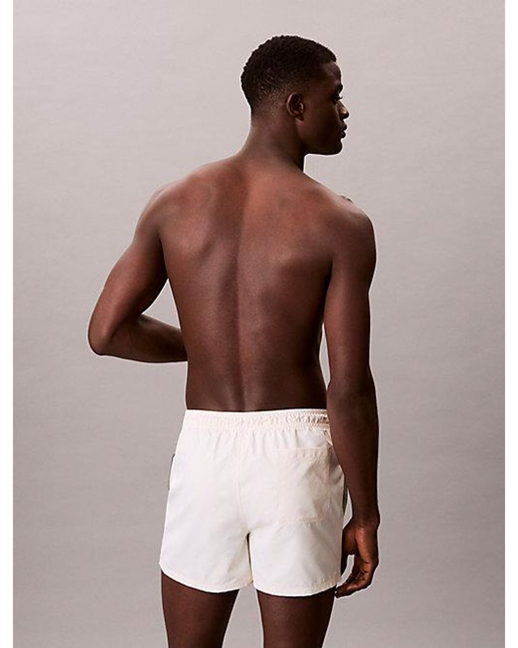 Calvin Klein Natural Short Drawstring Swim Shorts Ck Icon for men