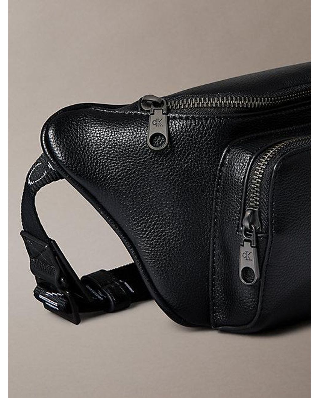 Calvin Klein Gray Pebbled Logo Strap Bum Bag for men