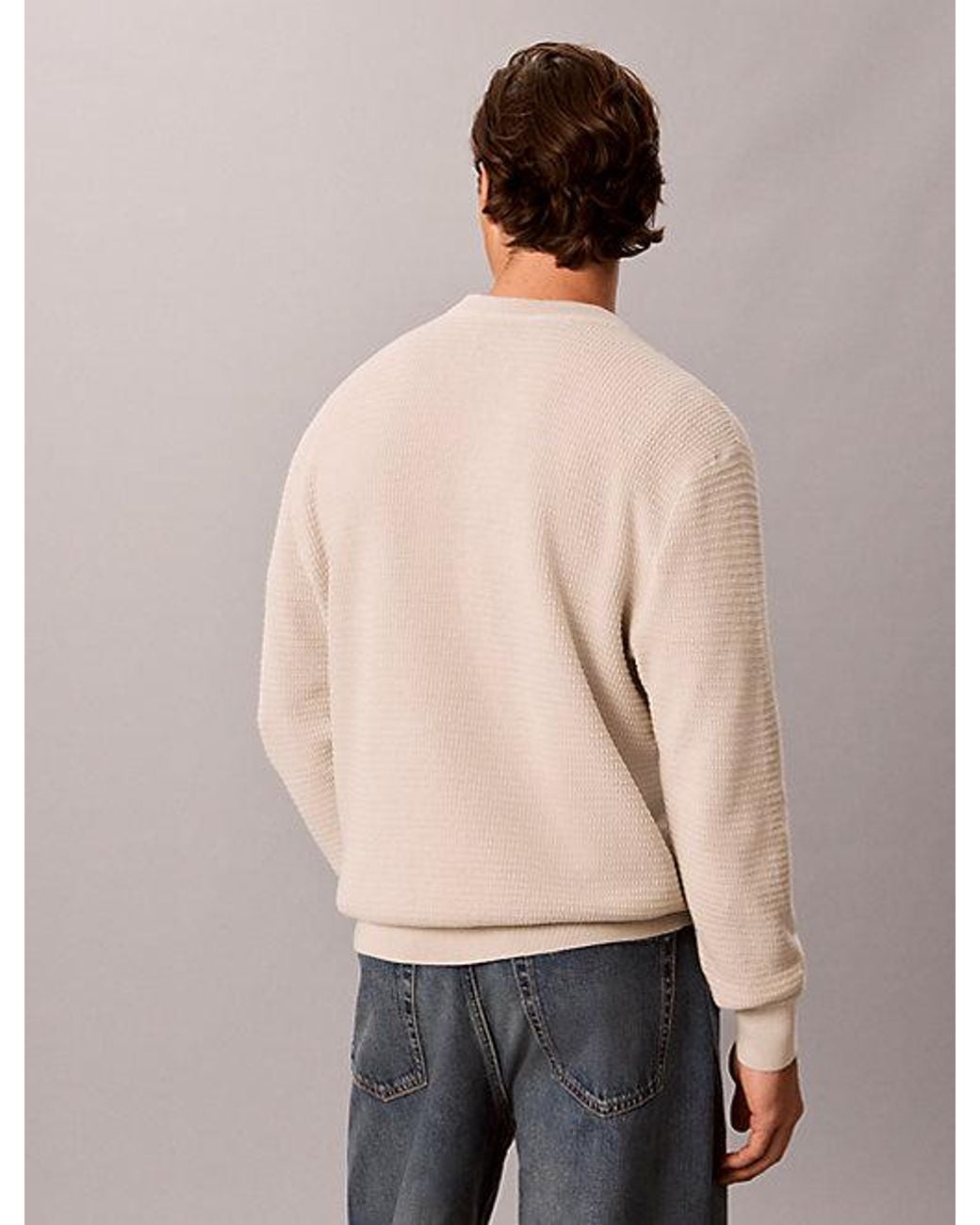 Calvin Klein Blue Jeans Textured Rib Cotton Jumper for men