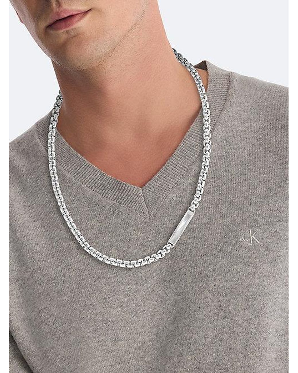 Calvin Klein Metallic Bold Cable Chain Necklace Iconic Id for men