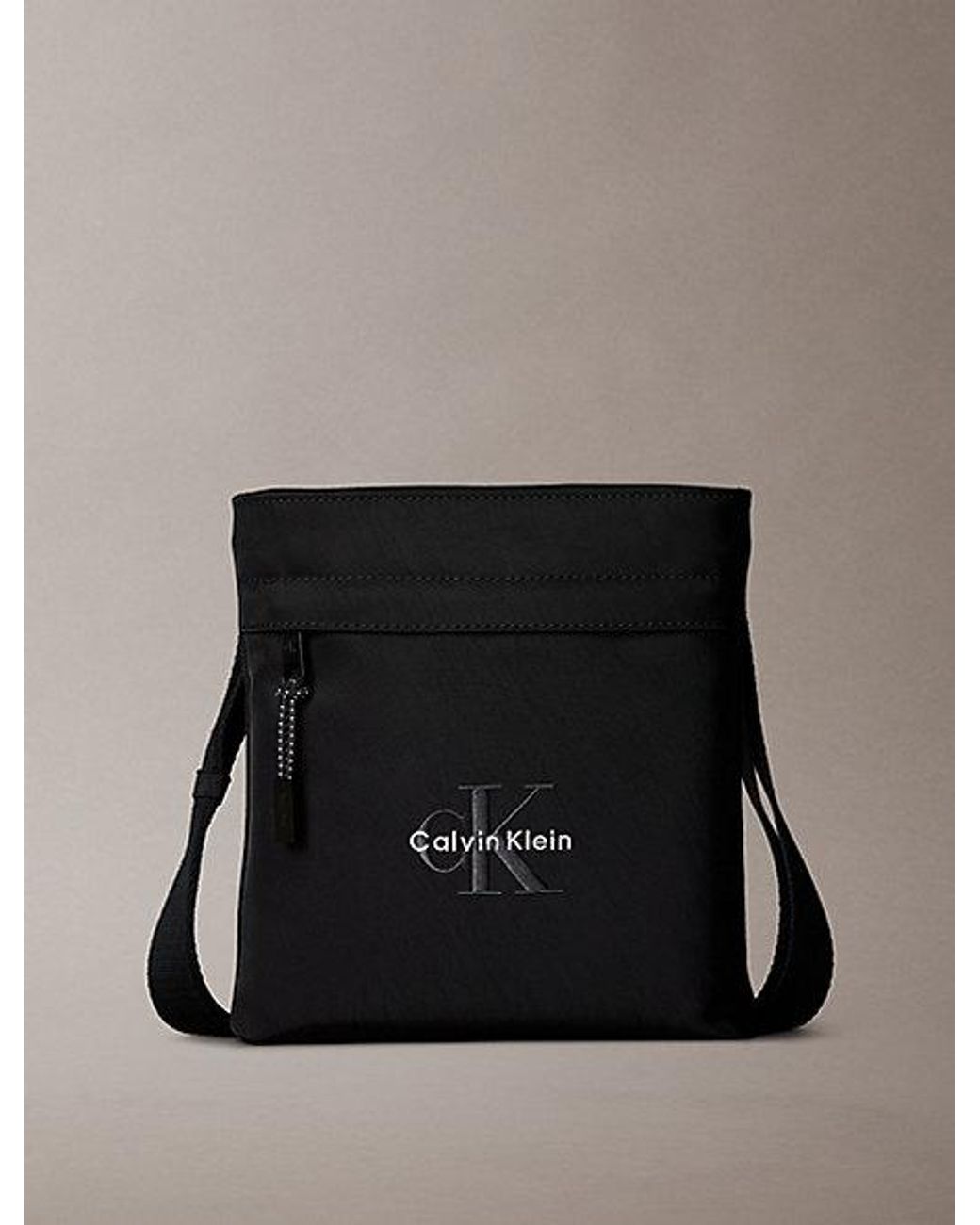 Calvin Klein Black Nylon Monogram Logo Flatpack for men
