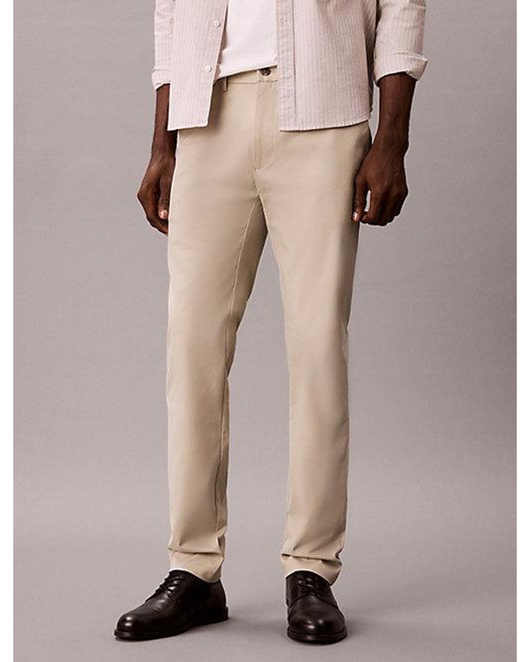 Calvin Klein Natural Slim Sateen Chino Trousers for men