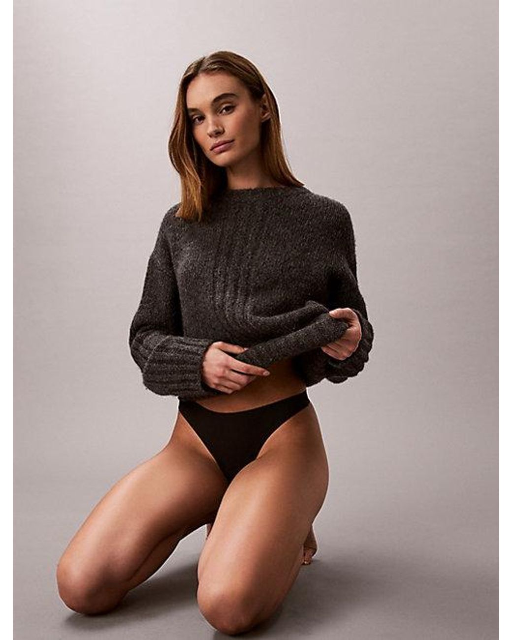 Calvin Klein Brown Thong Perfectly Fit Ultra Light