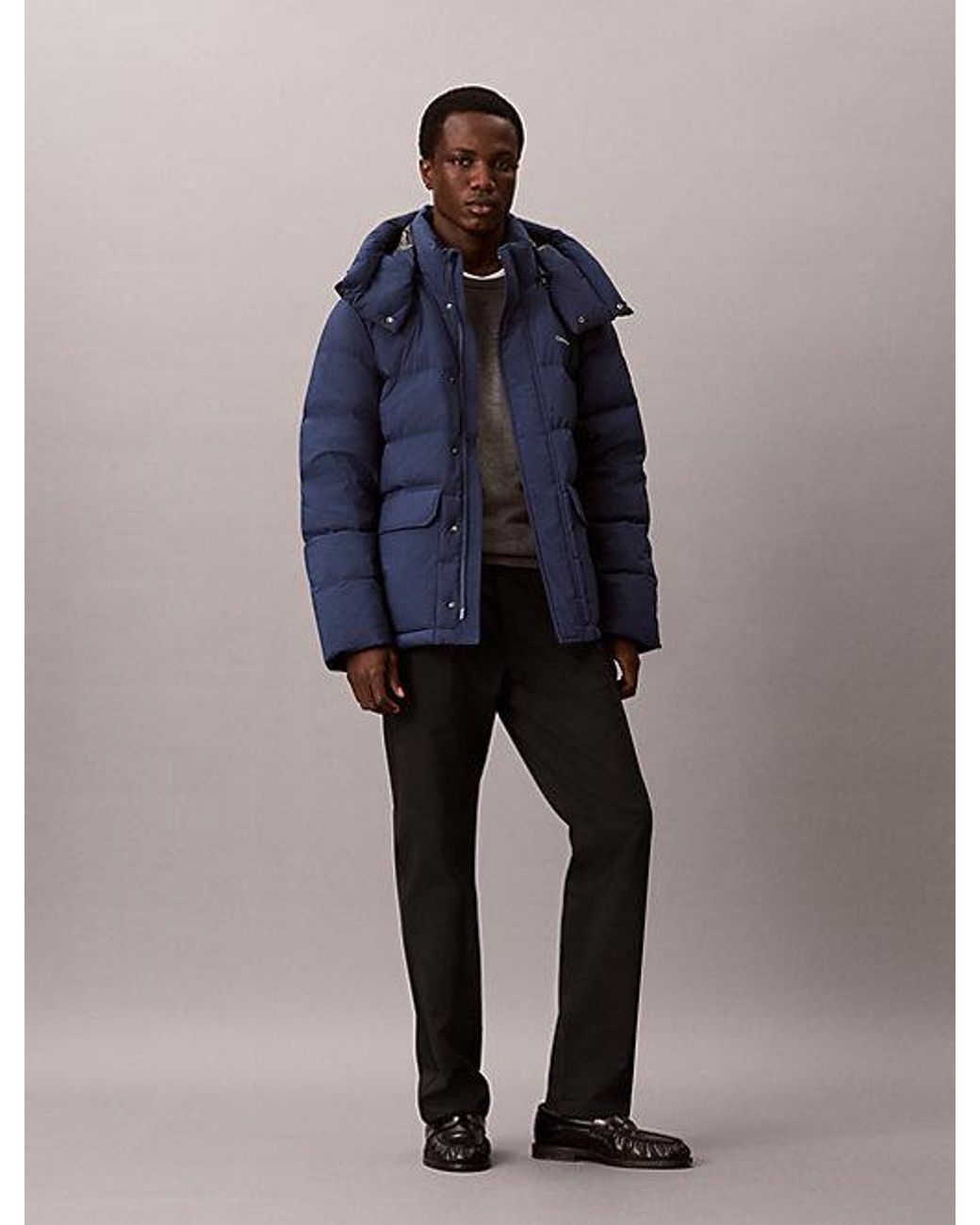 Calvin Klein Blue Relaxed Matte Puffer Jacket for men