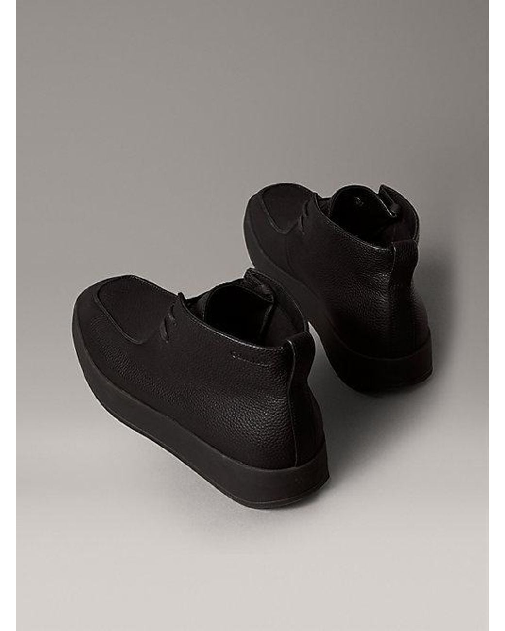Calvin Klein Black Leather Hybrid Cupsole Chukka Boots for men