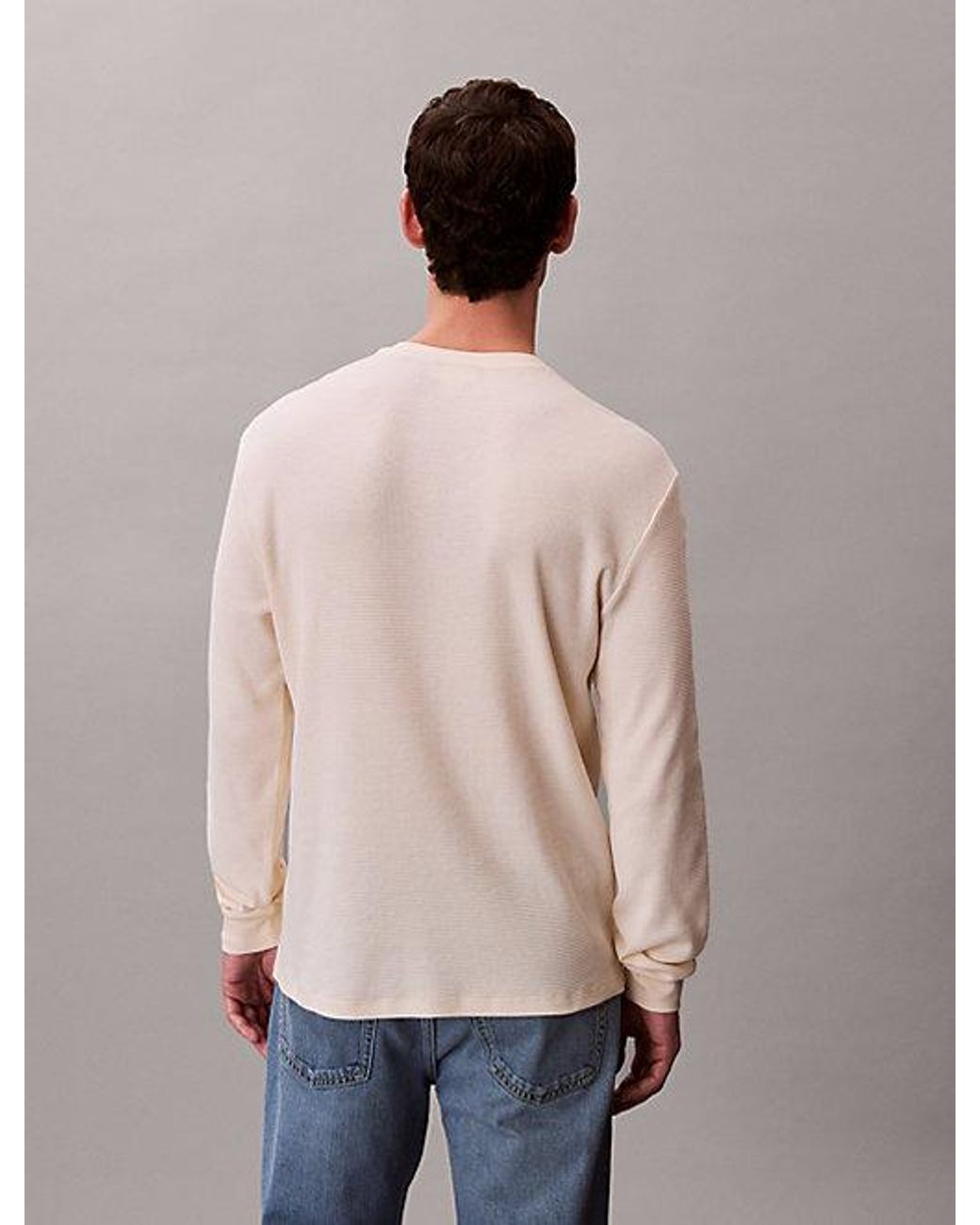 Calvin Klein Gray Jeans Long Sleeve Waffle T-Shirt for men
