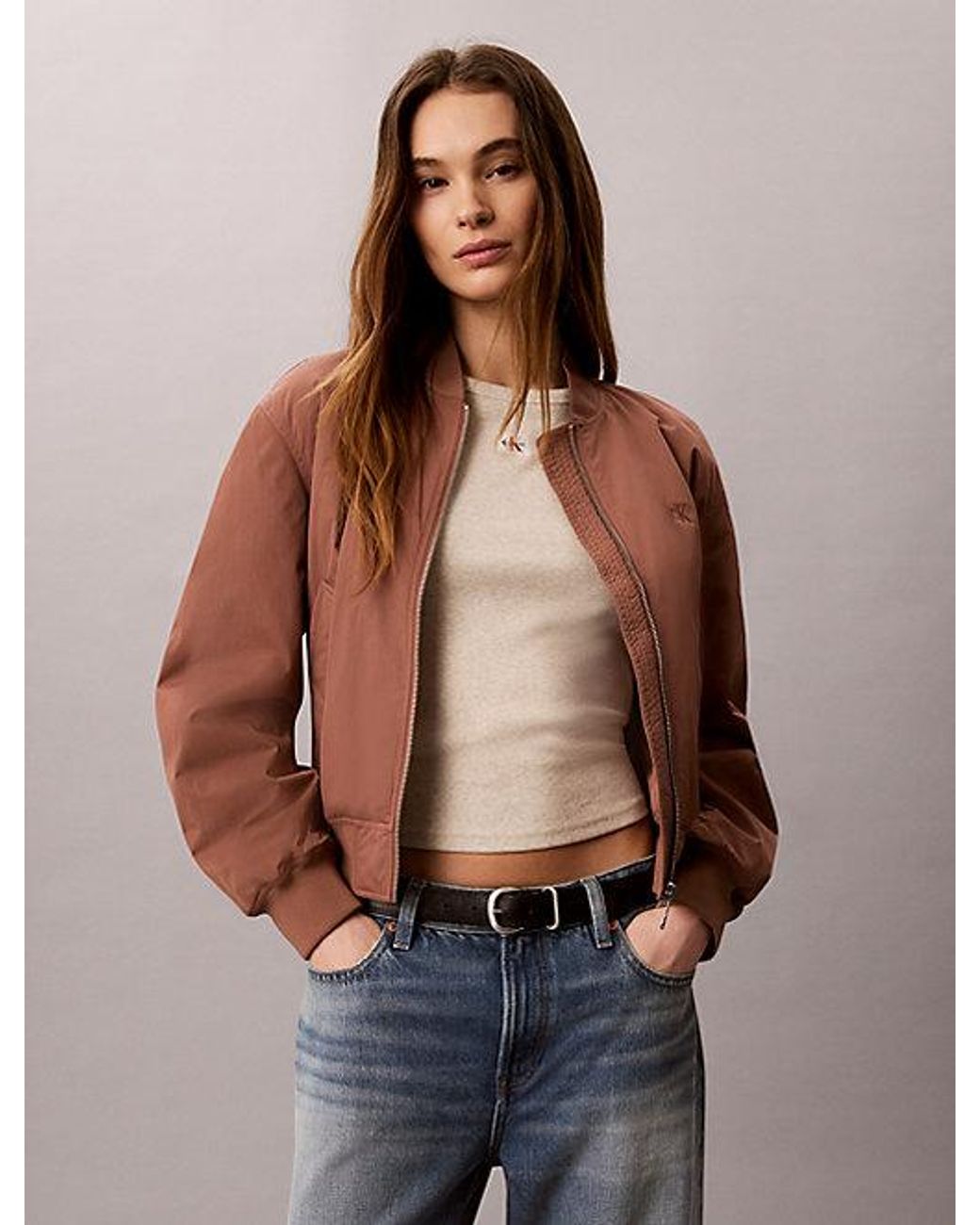 Calvin Klein Blue Jeans Lightly Padded Nylon Bomber Jacket
