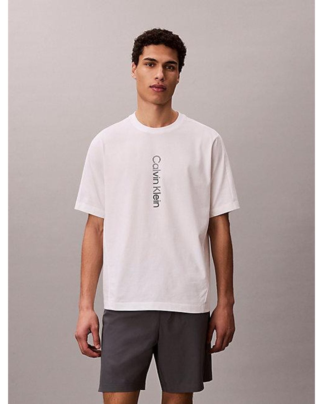 Calvin Klein White Sport Performance Cotton Blend Gym T-Shirt for men
