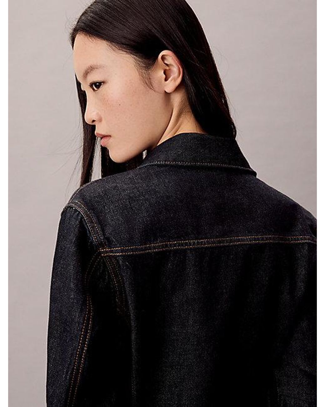 Calvin Klein Black Jeans Denim Seamed Button Up Shirt