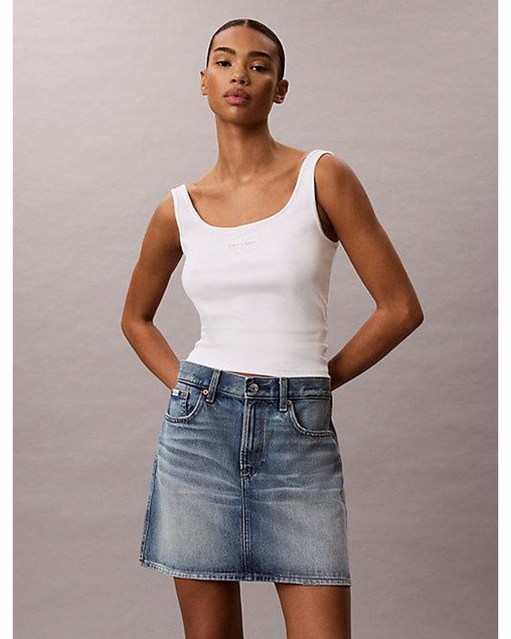 Calvin Klein Multicolor Jeans Slim Ribbed Cotton Tank Top