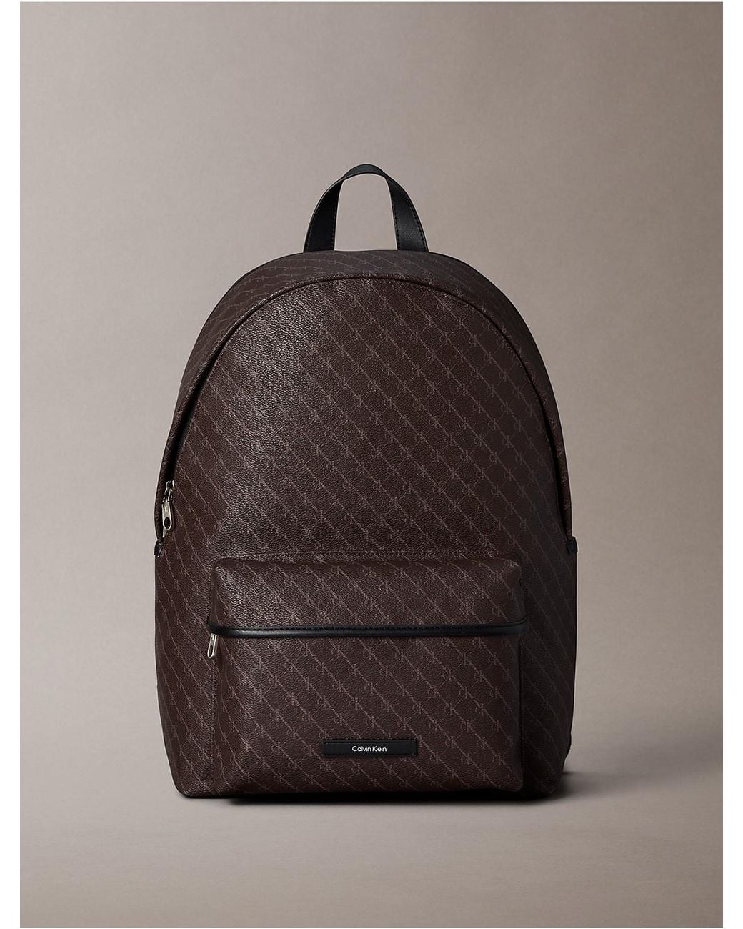 Calvin Klein Gray Textured Monogram Backpack for men