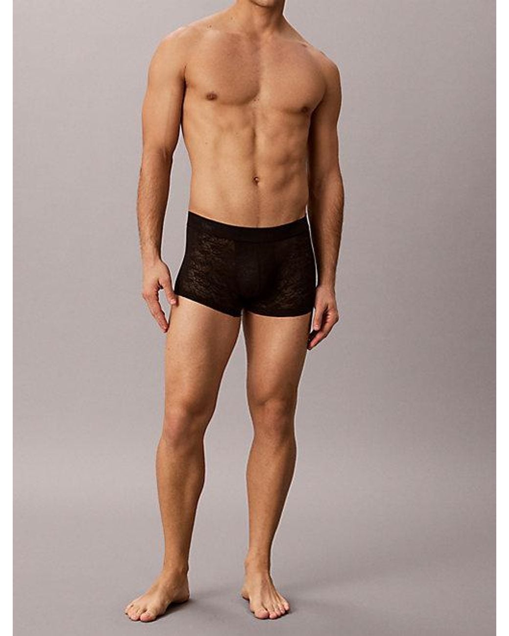 Calvin Klein Black Low Rise Trunks Refined Lace for men