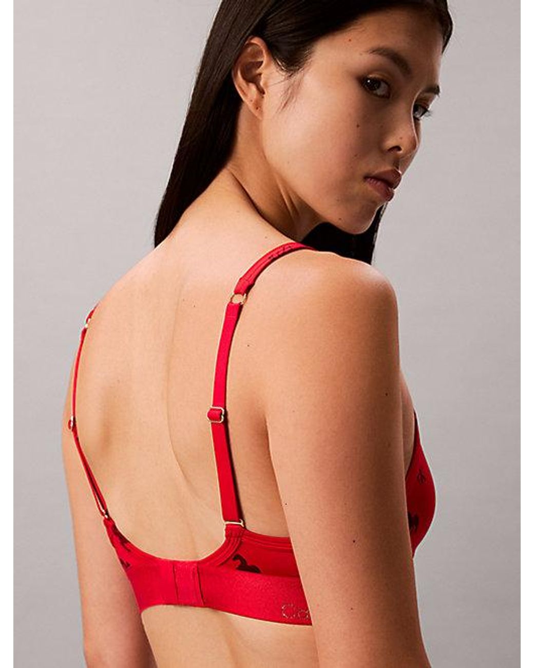 Calvin Klein Red Lightly Lined Triangle Bra Lunar New Year