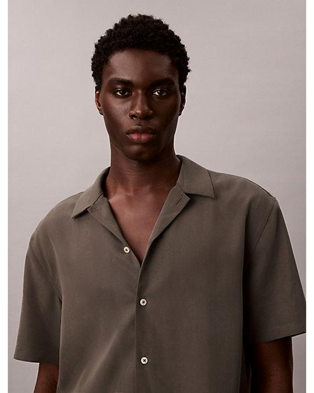 Calvin Klein Brown Soft Modal Short Sleeve Shirt for men