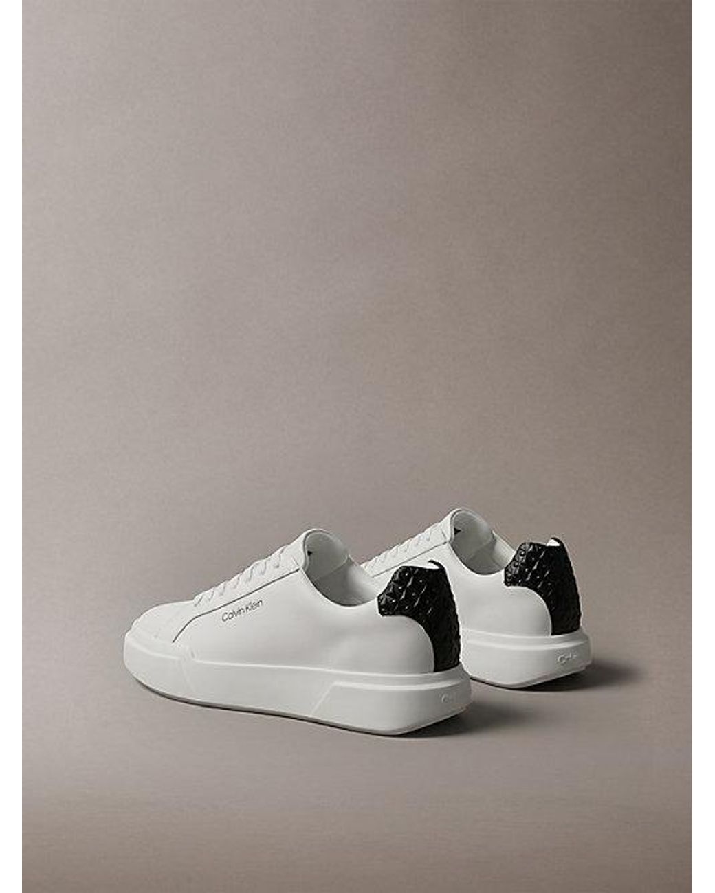 Calvin Klein Gray Leather Durable Traction Chunky Trainers for men