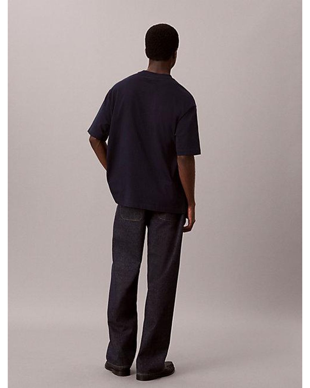 Calvin Klein Blue Relaxed Heavy Jersey Logo T-Shirt for men