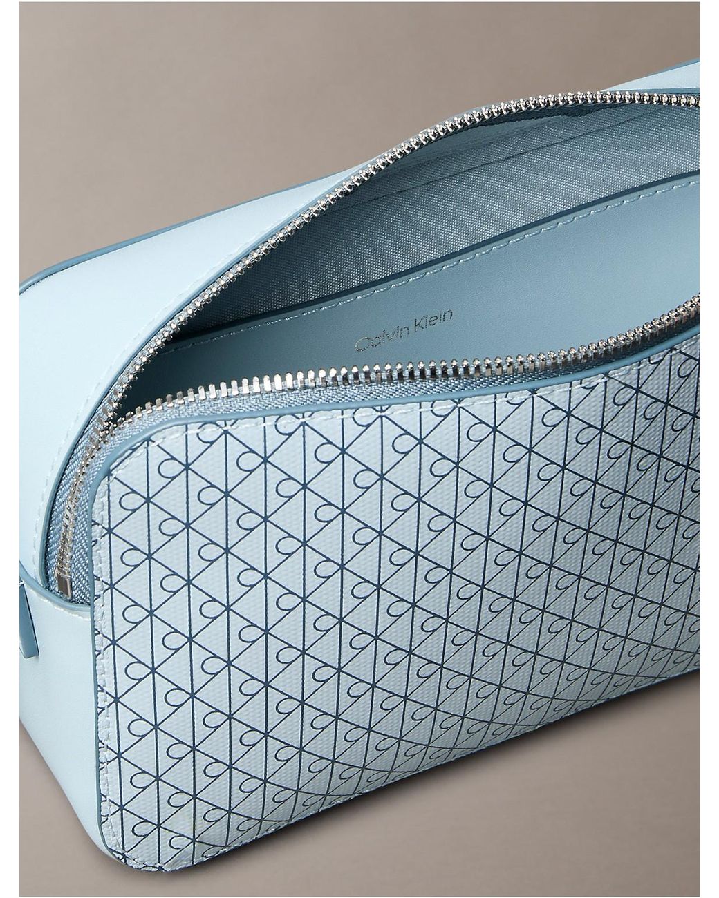 Calvin Klein Blue Allover Emblem Logo Camera Bag