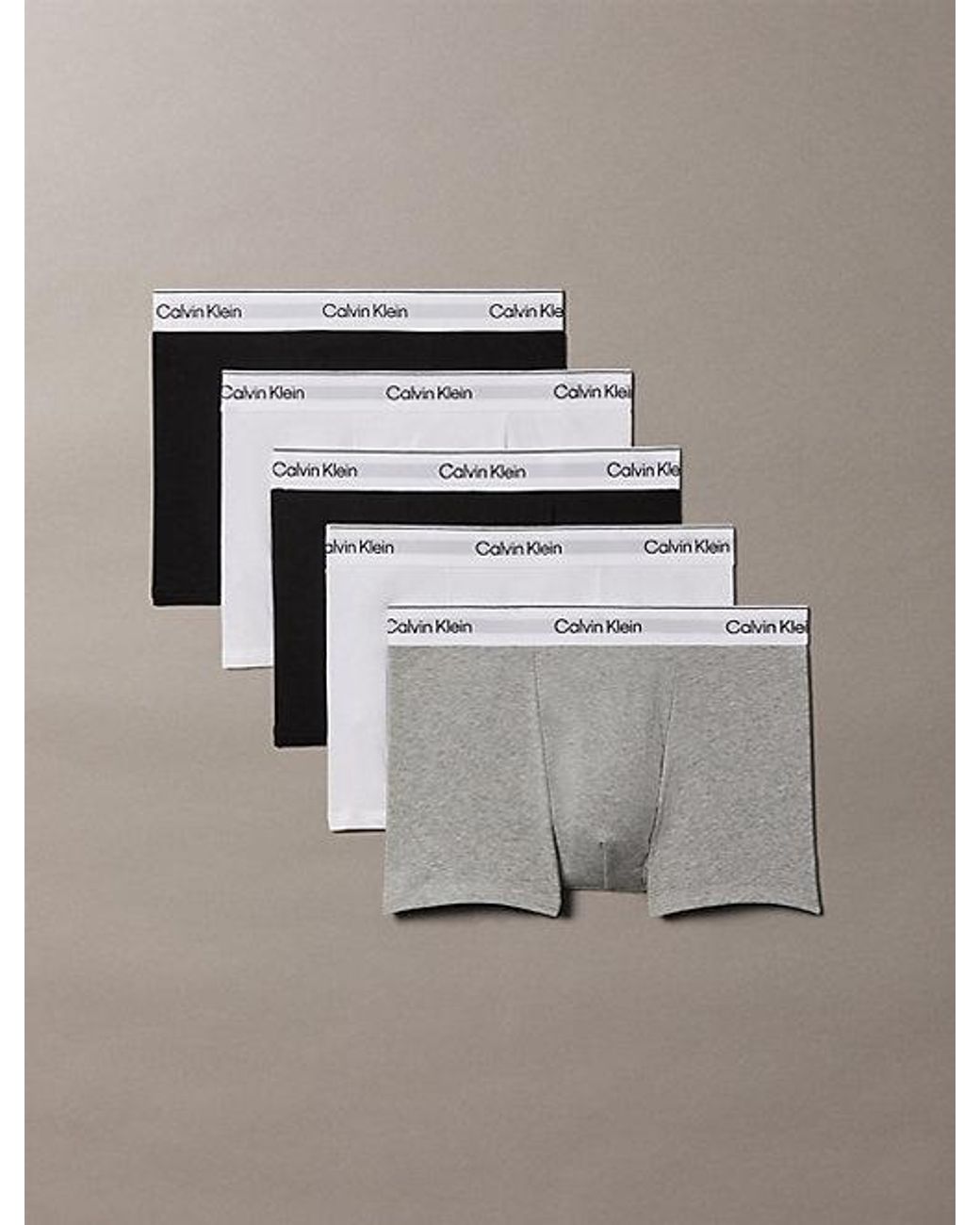 Calvin Klein Gray 5 Pack Relaxed Trunks Icon Cotton Stretch for men