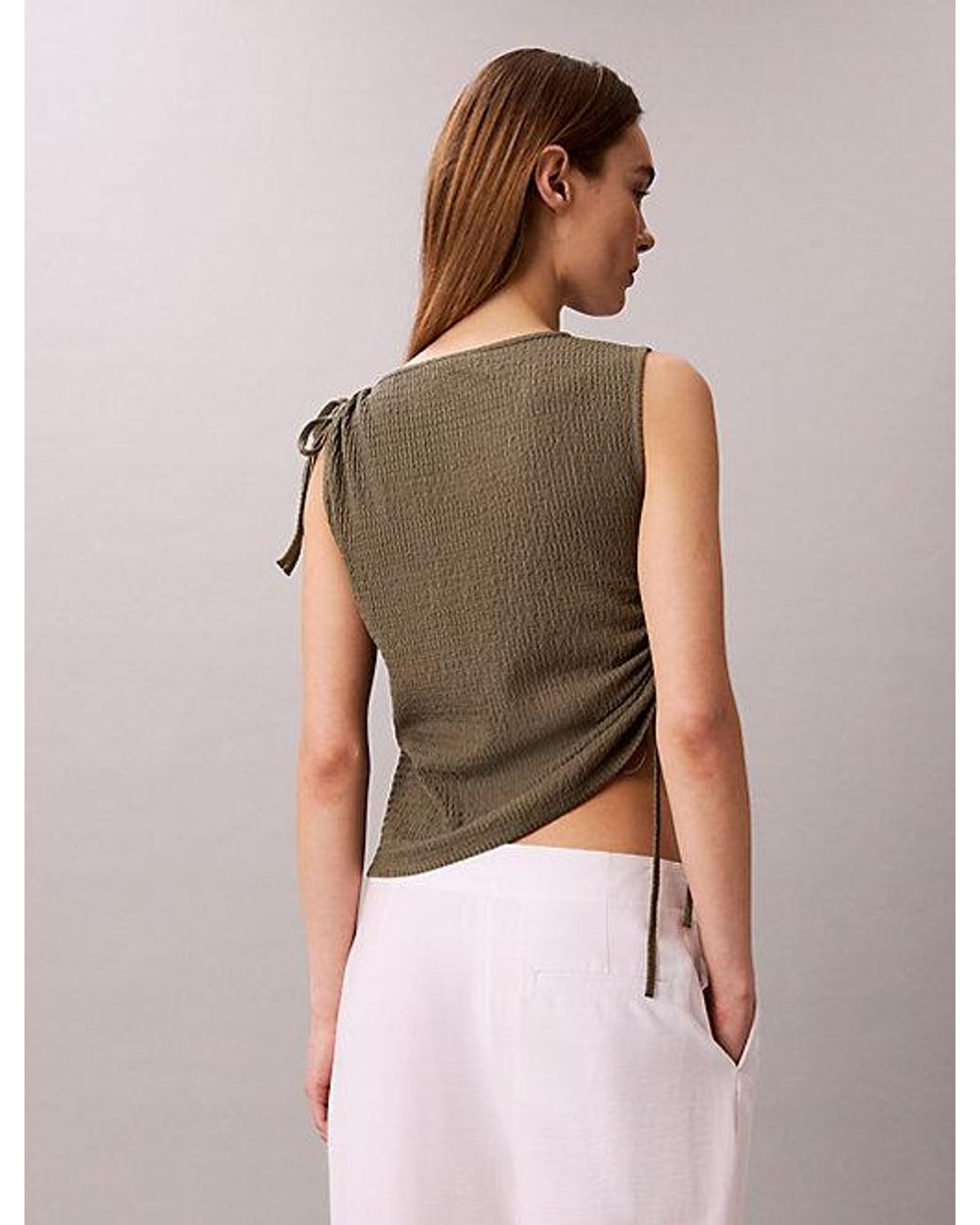 Calvin Klein Natural Jeans Textured Knit Sleeveless Top
