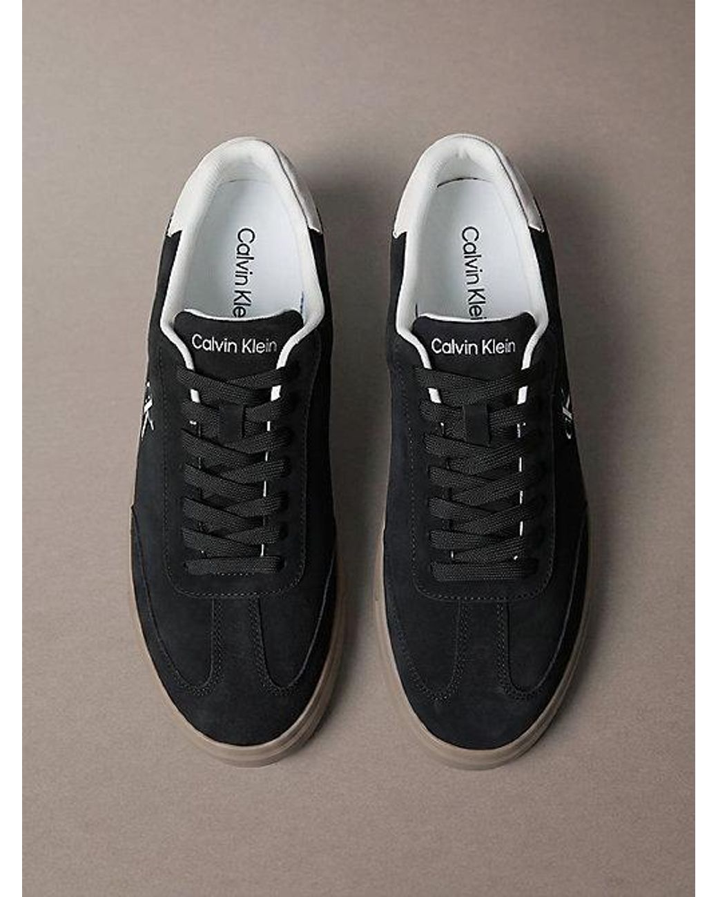 Calvin Klein Brown Suede Signature Logo Trainers for men