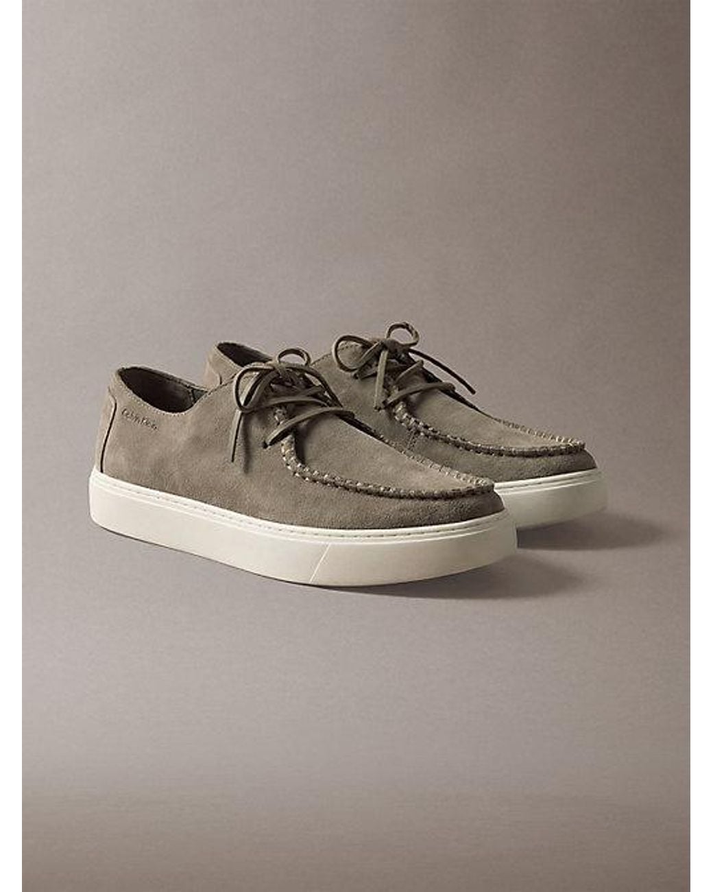 Calvin Klein Gray Suede Hybrid Derby Shoes for men