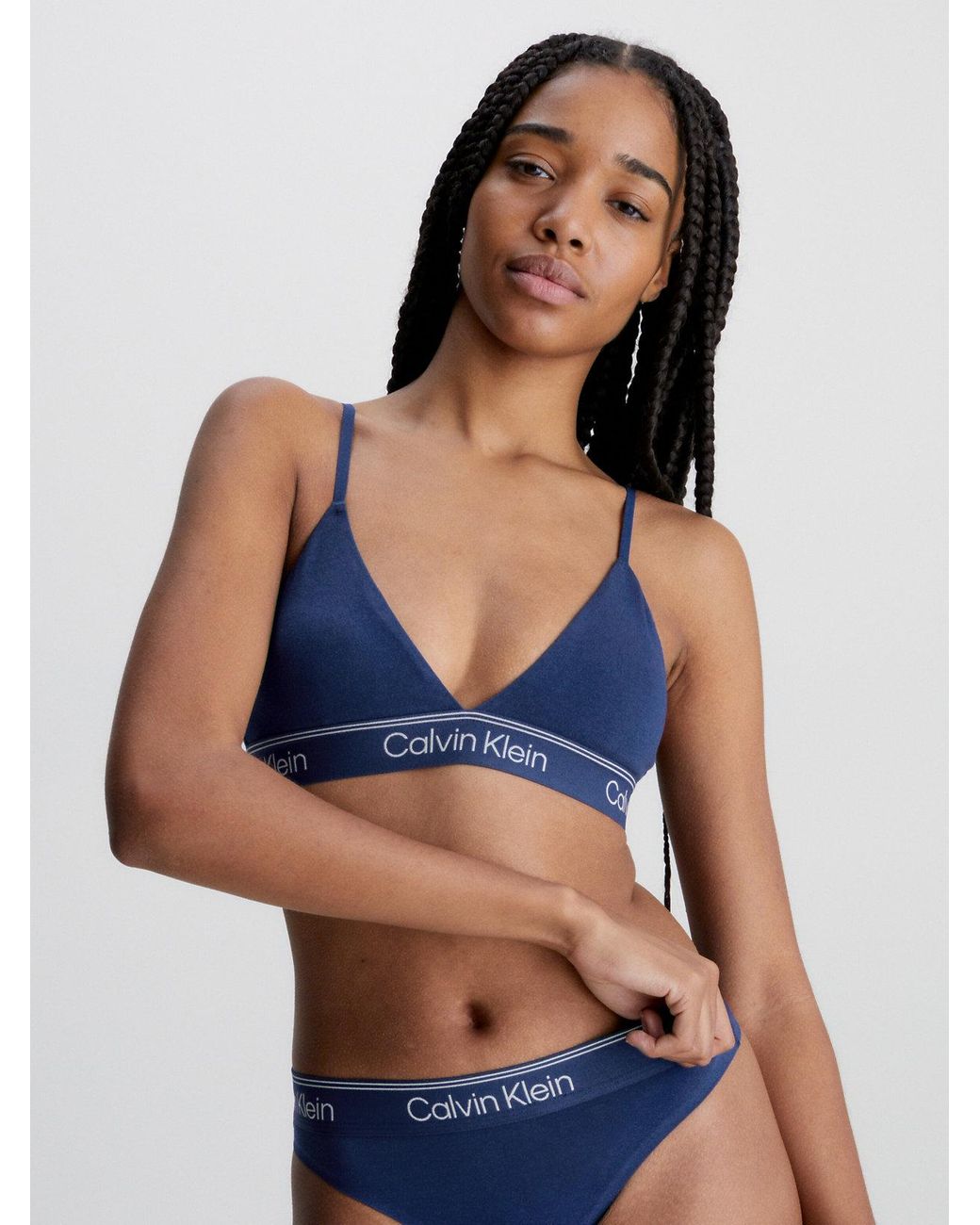 Calvin Klein Triangle Bra - Athletic Cotton in Blue