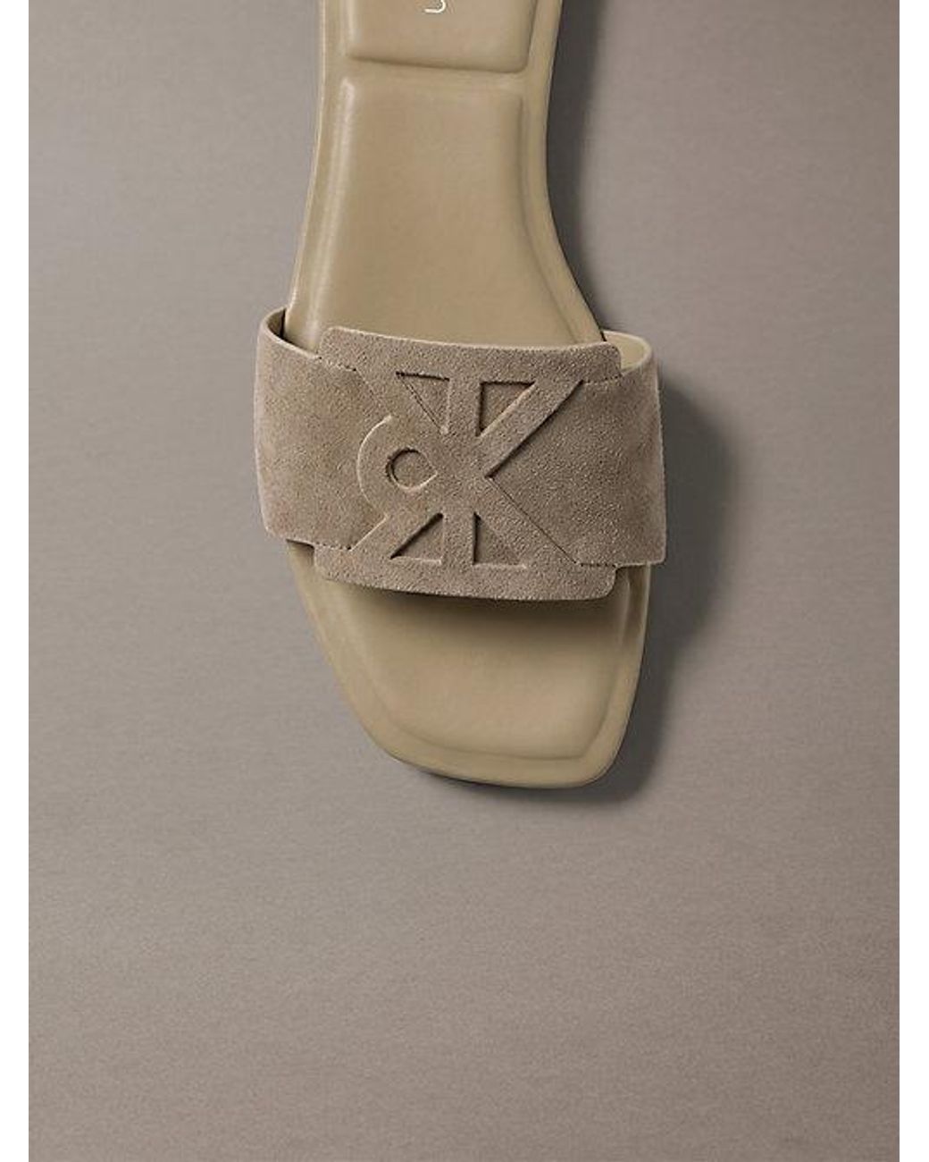 Calvin Klein Gray Ck Provence Suede Square Toe Sandals